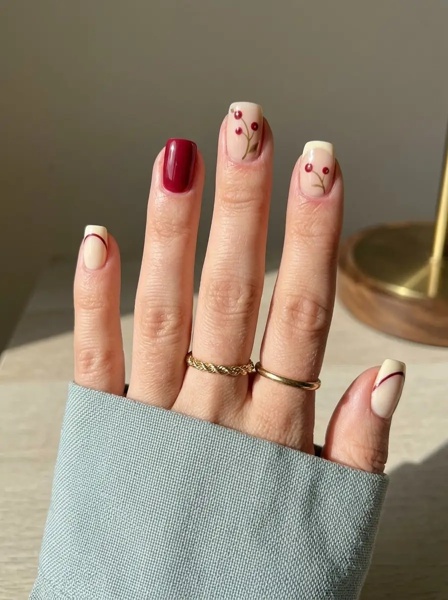 Burgundy Berry Thanksgiving Nails