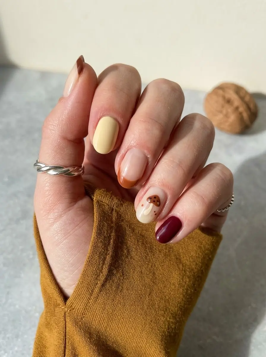 Cozy Mushroom Thanksgiving Nails