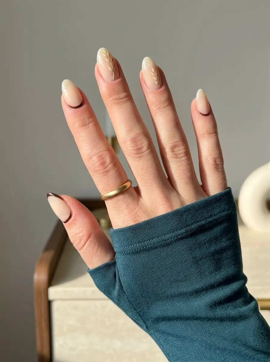 Minimal Wheat Thanksgiving Nails