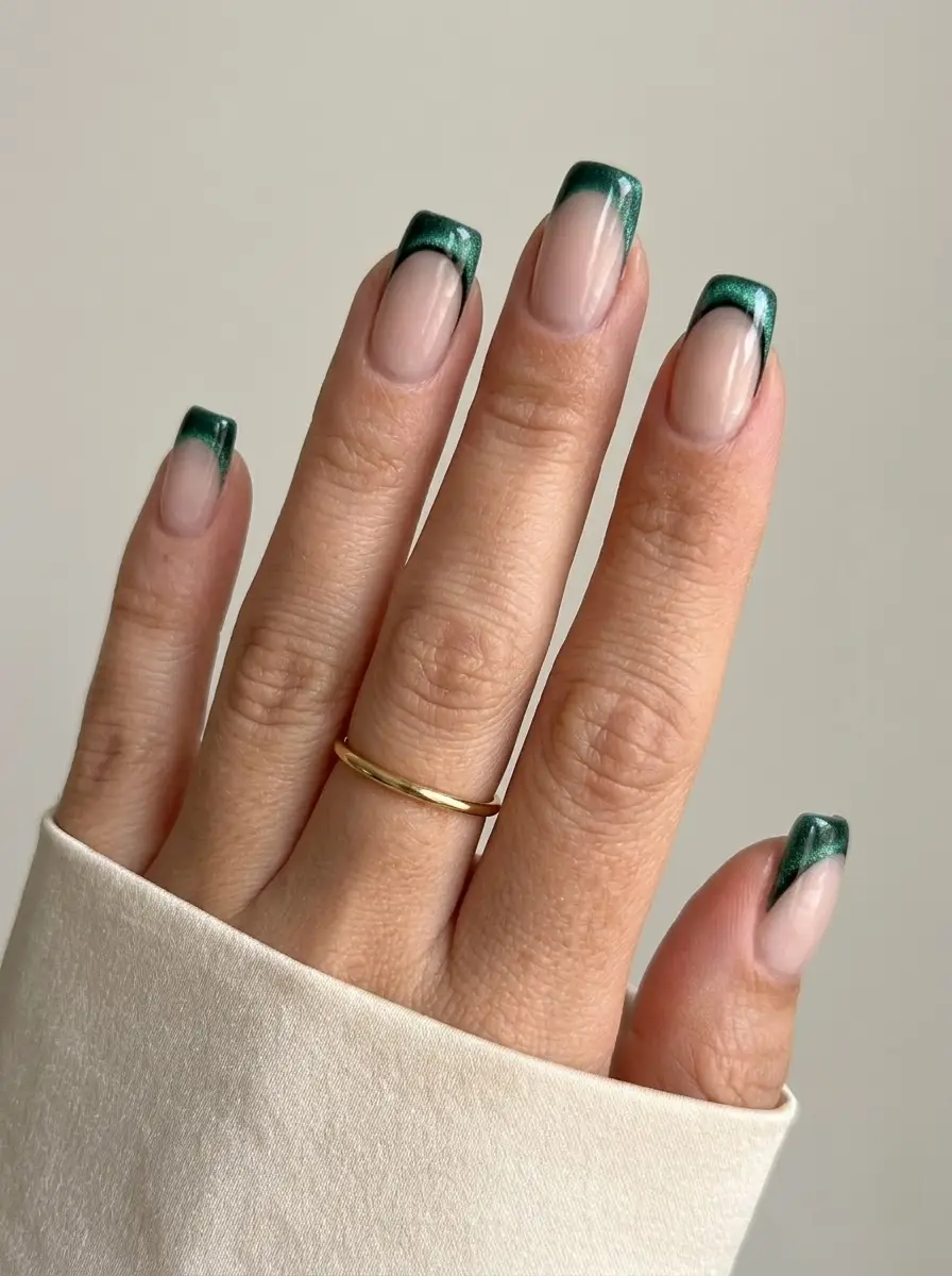 Emerald Velvet French Tips